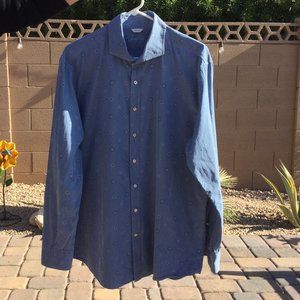 Stenstroms Fitted Body Long sleeve casual button up Shirt Blue Cotton XL